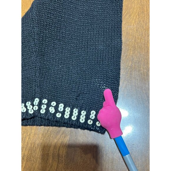 Design Originals Joy Sequin Beaded Snowman Full Zip Black Sweater Cardigan XL - Picture 10 of 11